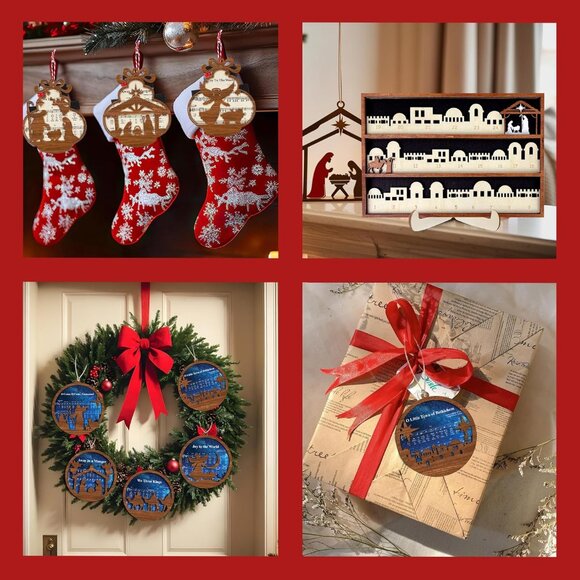 Set of 5 Wooden Nativity Ornaments Religious Christmas Gifts Decor - Picture 6 of 8